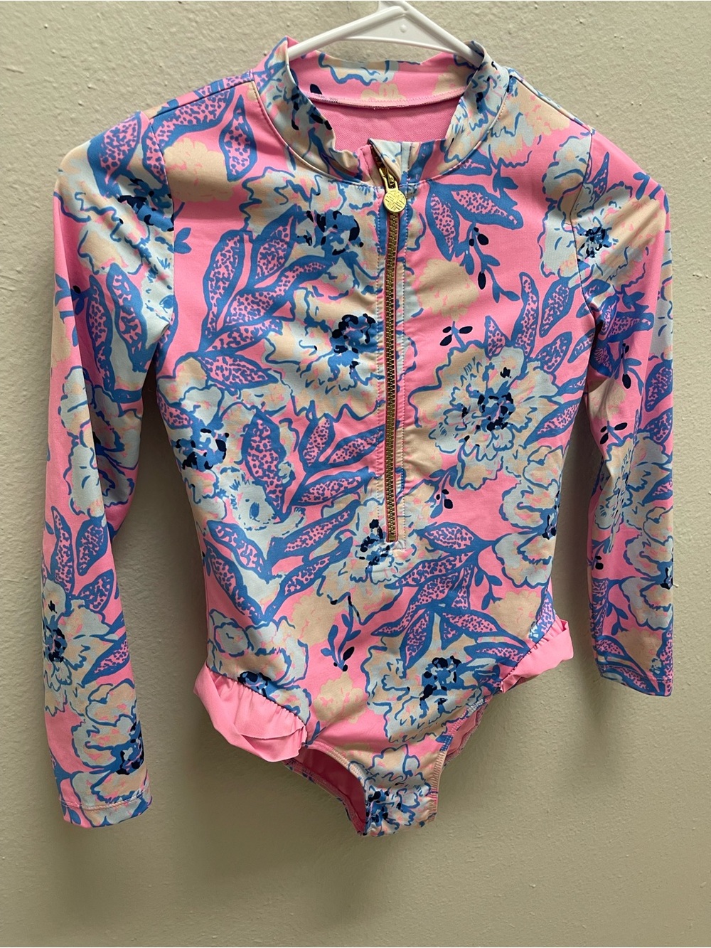 Lilly Pullitzer Kids Long Sleeve Pink Floral Rash Guard Swimsuit Koalafied